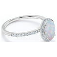 thumbnail image 3 of JeenMata Antique 1.5 ct Oval Cut Lab Created Opal and Moissanite Halo Promise Ring in 18k White Gold over Silver, 3 of 7