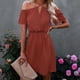thumbnail image 1 of Moda mujer verano casual suelto fuera del hombro tirantes vestido Pompotops  qyievc1584, 1 of 9