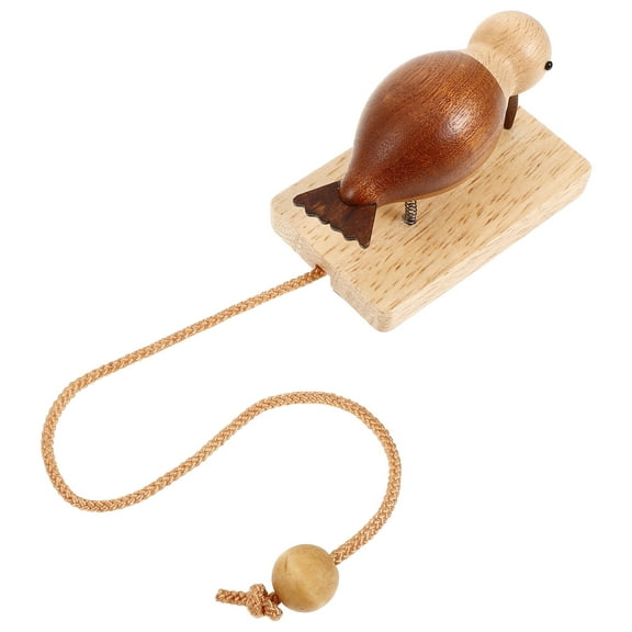 Wooden Door Knocker with Decorative Woodpecker Design for Outdoor Use Crafted from Solid Wood Khaki 7.5 Inches