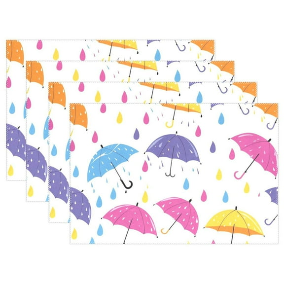 Umbrellas Raindrop 12×18 inch Placemats Heat Resistant Washable Foldable Rectangular Placemats Set Decoration Indoor Outdoor for Kitchen Dining Table 1PC
