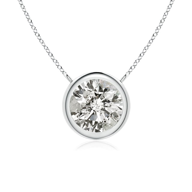 Angara Collier Diamant Naturel - Collier Solitaire Diamant Rond 1 ct en Platine pour Femmes