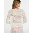 thumbnail image 3 of No Boundaries Crochet Coverup Top with Long Sleeves, Women's XXS-XXL, 3 of 4