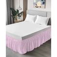 thumbnail image 4 of Pink Grid Wrap Around Bed Skirts for California King Bed 18" Drop,Bed Skirt with Adjustable Elastic Belt Dust Ruffle Bed Valance Checkered Plaid Gingham Lattice Trellis Print Bed Frame Cover, 4 of 7