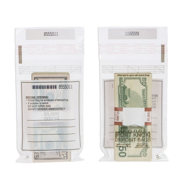 BankSupplies 1 Strap Bags | 5W x 7-1/2H | Case of 1000 | 100 Note Sequential