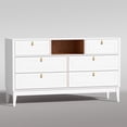 thumbnail image 4 of RichYa White Dresser for Bedroom, 6 Drawer Dresser with Open Storage Shelf and Genuine Leather Pull Handles, Modern Chest of Drawers, 4 of 10