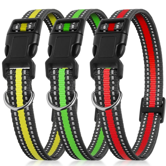 Collar para perros PetJoy, paquete de 3, reflectantes, de liberación rápida, 20-69 cm