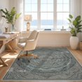 thumbnail image 3 of Design&I 3'x5' Washable Area Rug Low Profile & Durable Daily Traffic Ready Vintage Boho Interlocking Wave Distressed Scroll Border Ocean Flowing Dynamic for Home Office, Hallway, 3 of 7