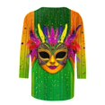 thumbnail image 5 of YOIAVAIOY Women Mardi Gras T Shirts Fashion Casual Crew Neck Tops Trendy Mask Print 3/4 Sleeve Blouses Multicolor M, 5 of 5