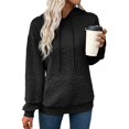 thumbnail image 3 of Sudadera con Capucha para Mujer, Informal, de Larga, con Cordón Ajustable, de Jacquard, Estilo Pulóver, Ropa Holgada. Negro L, 3 of 7