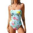 thumbnail image 1 of Women Swimsuit One Piece Bathing Suit Square Neck Cutout Back Tummy Control with Adjustable Spaghetti Straps, 1 of 6