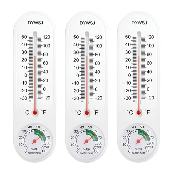 GJX Mechanical Thermohygrometers, Indoor/Outdoor Temperature and Humidity Monitor, White, 3 Count