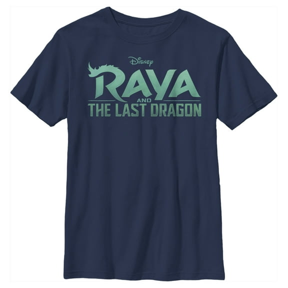 Boy's Raya and the Last Dragon Classic Logo Graphic Tee Navy Blue Small