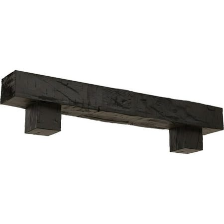

Ekena Millwork 6 H x 6 D x 48 W Hand Hewn Faux Wood Fireplace Mantel Kit w/ Alamo Corbels Burnished Cedar