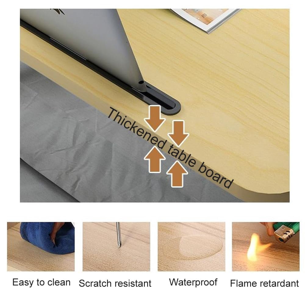Lap Desk With Storage Drawer  Holders For Cup And Tablet Laptop Bed Tray Table Foldable Stand Portable Standing Sofa Couch Floor (23" Walnut)