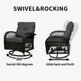 thumbnail image 5 of SHGJ&SOFT 3 Piece Patio Furniture Set, 2 Outdoor Swivel Rocking Chairs with Side Table, Thick Cushions Wicker Glider Chairs, All-Weather Brown Rattan Bistro Set for Porch, Deck, Pool, 5 of 11