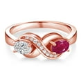 thumbnail image 2 of Gem Stone King 18K Rose Gold Plated Silver Lab Grown Diamond and Red Ruby and White Created Sapphire Infinity Promise Ring for Women | 1.09 Cttw | Oval 6X4MM | Gemstone April Birthstone | Size 7, 2 of 5