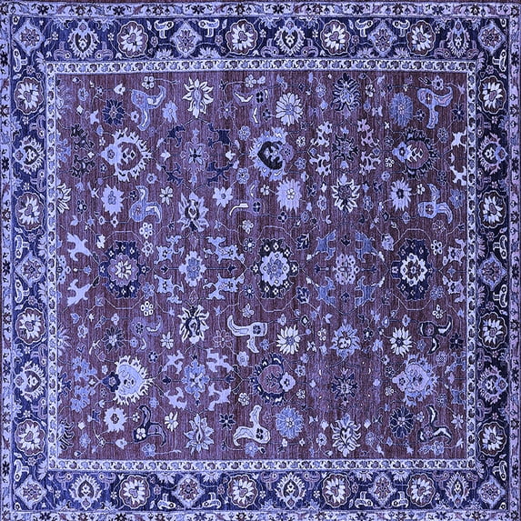 Ahgly Company Indoor Square Oriental Blue Industrial Area Rugs, 4' Square