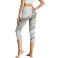thumbnail image 2 of SCRAWLGOD Marble Print Gray White Women's Capri Leggings with Pockets High Waisted Legging, Active Breathable Yoga Leggings with Tummy Control for Workout Running Gym, XS, 2 of 7