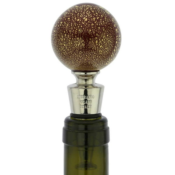 GlassOfVenice Murano Glass Golden Red Ball Bottle Stopper