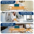 thumbnail image 3 of SereneLife 2 in 1 Bed and Bath Tray - Foldable Bamboo Bathtub Caddy with Adjustable Length, Non-Slip, Device Holder, Wine Glass Slot, Expandable for Comfortable Bathing (Folding, Soft Back, Gift Set), 3 of 7