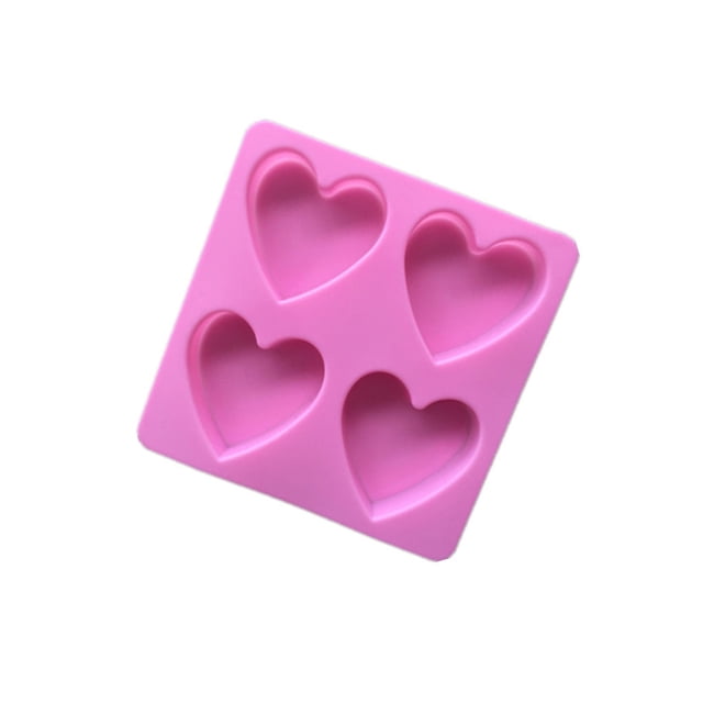 Molde de jabón Moyic de silicona para pastel en forma de corazón rosa 6 cavidades 5,5 * 15,5 * 1,8 CM