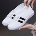 thumbnail image 4 of gzxflxpge Women's Striped Canvas Casual Shoes, Low Top Lace Up Lightweight Walking Sneakers White 5.5（CN-36）, 4 of 4