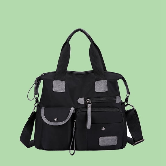 WRISTBIQUE Fashionable Black Woman Handbag Made of Soft Nylon for Party and Shopping