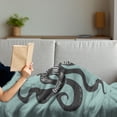 thumbnail image 3 of Octopus Soft Flannel Fleece Blanket, Live in the Sunshine Swim the Sea Drink the Wild Air Message Graphic, Cozy Plush for Indoor and Outdoor Use, 50" x 70", Charcoal Grey Turquoise, by Ambesonne, 3 of 5