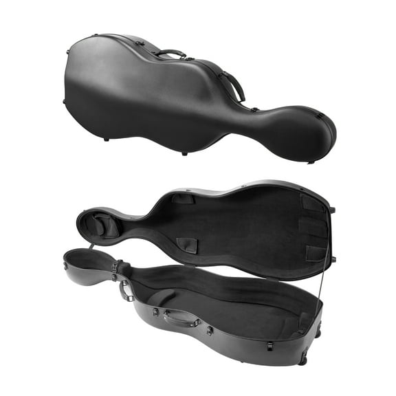 VEVOR 4/4 Full Size Cello Case, Composite Carbon Fiber, Lightweight Portable Travel Carrying Bag, with Plush Lining, Dual Shoulder Straps, Anti-Scratch, Professional Cello-Shape, for Cello, Black