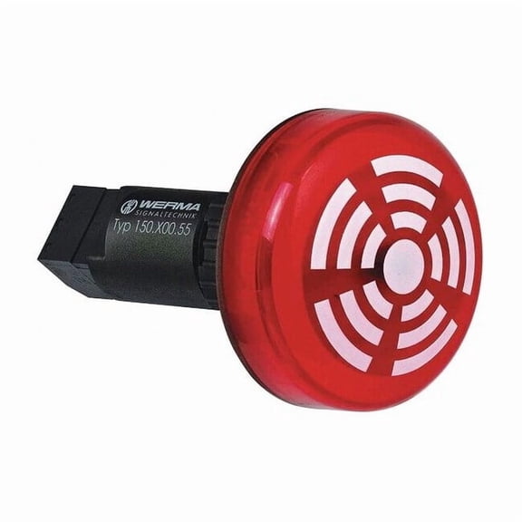 Buzzer, Buzzer, Continuous/Pulse, 24V DC, 80 dB, Polycarbonate, Black, Surface, Wall Mount