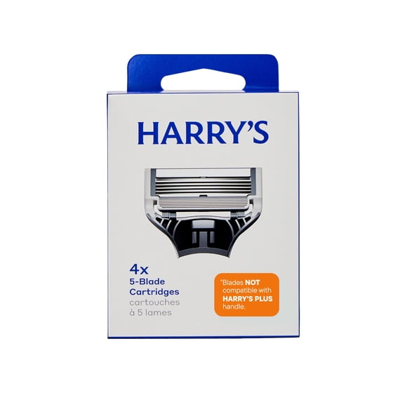 Harry's Original Blades - Men's Razor Refill Pack for Smooth Shaving - Razor Head Replacement - Five Sharp Blades - Flexible Hinge - Moisture Strip - Precision Trimmer - 4 Count