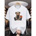 thumbnail image 1 of [Casual Summer Fashion Short Sleeve] 1pc Men's Casual Summer T-Shirt with "Bear" Print, Cotton Knit Fabric, Round Neck, Comfort Fit, Fashion Short Sleeve Top for Adults, 1 of 6
