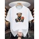 thumbnail image 1 of [Summer Fashion Top] Navy Blue Crew Neck T-Shirt - 100% Cotton Knit Fabric, Slight Stretch, Regular Fit, 220gsm - Basketball & Bear Print, Casual Sporty Tee, Summer Gifts, 1 of 6