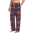 thumbnail image 2 of Uemuo Rose Flowers Pattern Men's Wide Leg Palazzo Lounge Pants with Pockets Light Weight Loose Comfy Casual Pajama Pants-X-Large, 2 of 9
