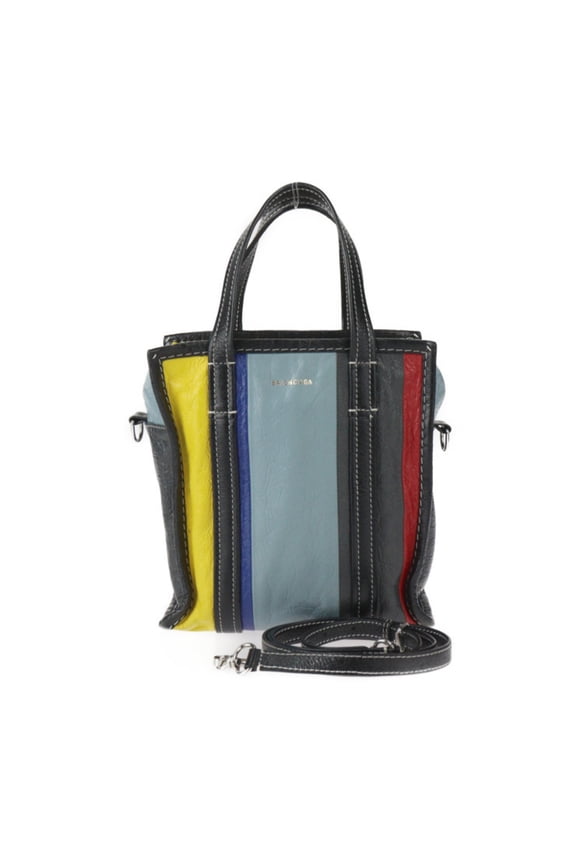 Pre-Owned BALENCIAGA Bazar Shopper XS Handbag 513989 Lamb Leather Multicolor Shoulder Bag Tote...