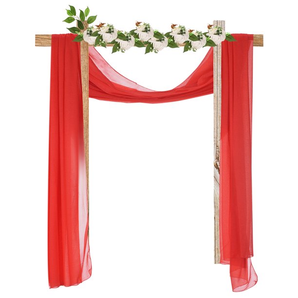 Cortina de tela Unique Bargains 9.8 pies x 4.9 pies rojo para boda paquete de 6