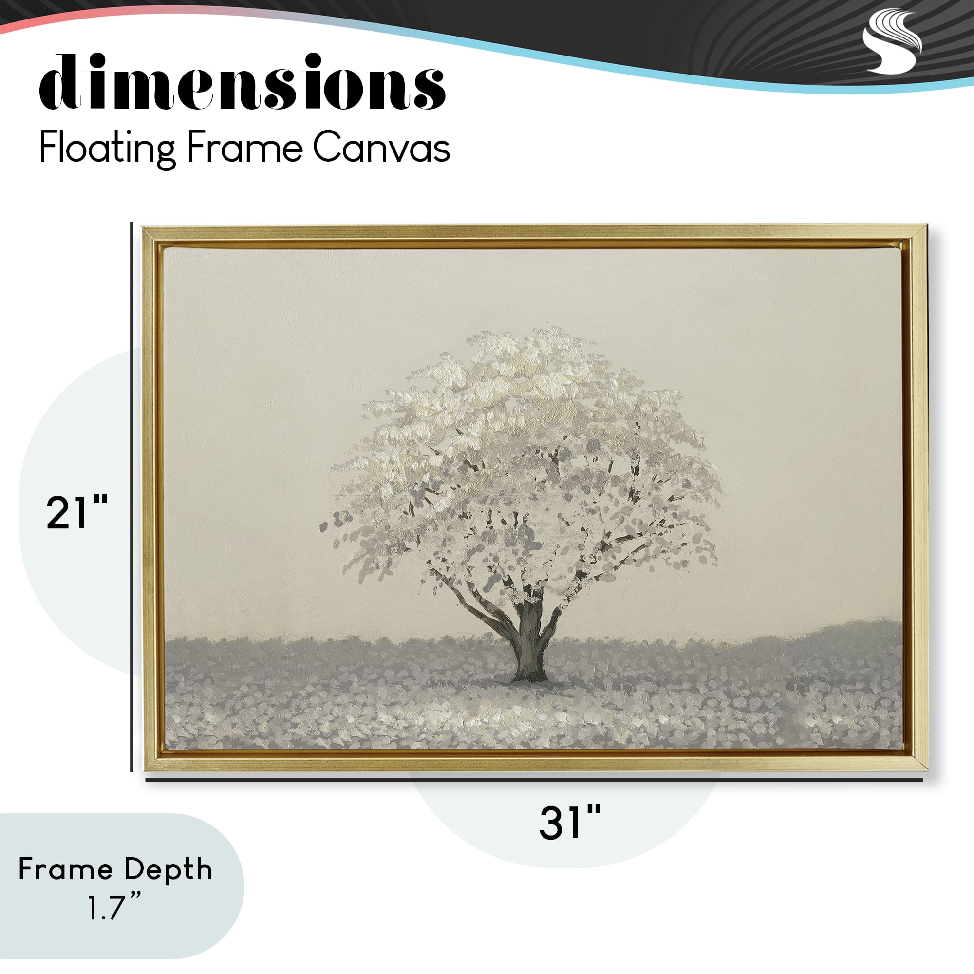 Stupell Industries Neutral Radiance Tree Gold Framed Floater Canvas Wall Art, design by Michael Marcon