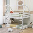 thumbnail image 2 of Cosymart Twin over Twin Low Bunk Bed, House Bed with Ladder , White, 2 of 9