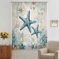 thumbnail image 2 of Teal Starfish Coastal Sheer Curtains 45 Inches Long, Vintage Summer Beach Nautical Light Filering Curtains, Breathable Simi Curtain Privacy Drapes for Kitchen Bathroom Small Window Treatment, 2 of 9
