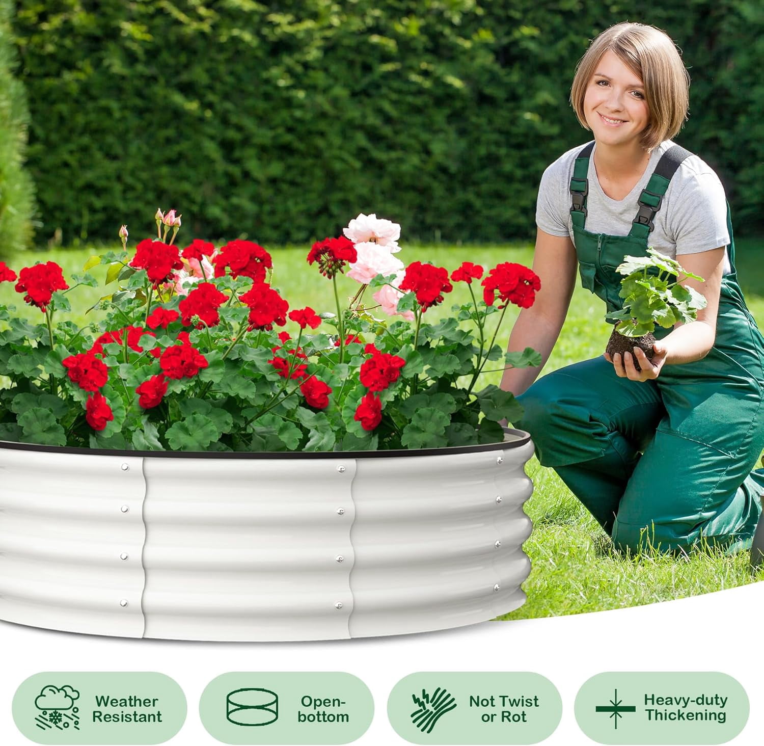 EastVita 2x2x1 FT Raised Garden Beds,2 Pack Galvanized Raised Garden Bed for Gardening, Round Metal Planter Box for Flower Plants