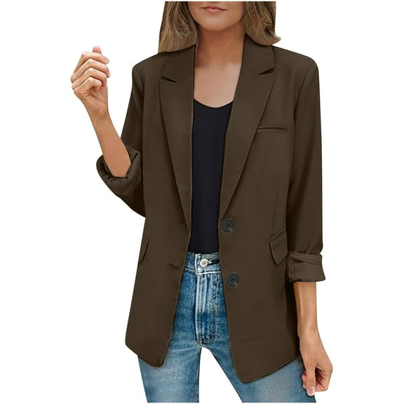 Quinlirra Women Blazers for Work Womens Bussiness Casual Blazers Open Front Long Sleeve Work Office Blazer Jacket With Shoulder Pads Fall Fashion 2024