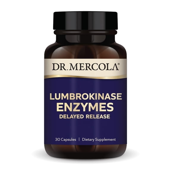 Dr. Mercola Lumbrokinase Enzymes - Delayed Release Formula - Dietary Supplement for Cardiovascular & Energy Support - Non-GMO, Gluten-Free & Soy-Free - 30 Capsules (30 Servings)