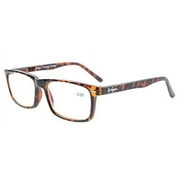 UV Protection, Anti Blue Rays, Spring Hinges Computer Eyeglasses（Yellow Tinted Lenses，Tortoise） +3.0