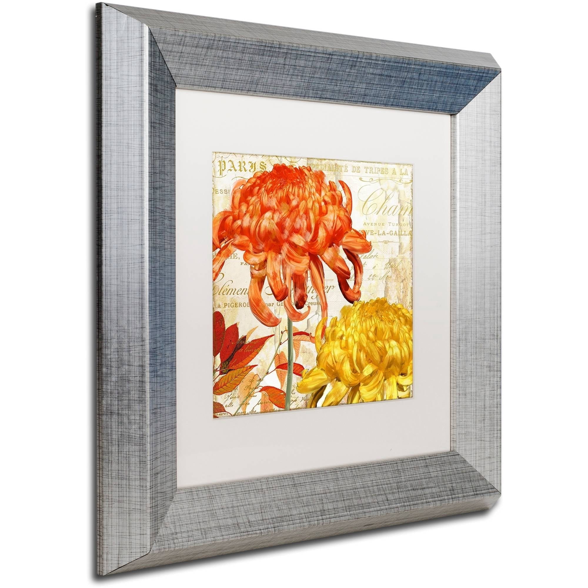 Trademark Fine Art "Chrysanthemums I" Canvas Art by Color Bakery White Matte, Silver Frame