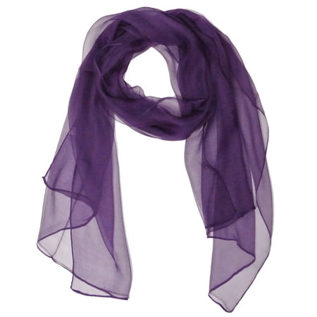 Solid Color 100% Silk Long Scarf, Majestic Purple