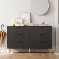 thumbnail image 3 of BeesClover Commode à 6 Tiroirs, Organisateur de Tiroirs en Bois avec Poignée Dorée, Grande Armoire de Rangement, Commode au Design Moderne pour Chambre, Salon, Garde-Robe, Couloir, Entrée, 3 of 7