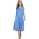 thumbnail image 1 of Vestido largo a media pierna acampanado y manga 3/4 para mujer, 1 of 3