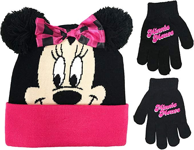 Disney Minnie Mouse Pink Bow Hat and Gloves Set