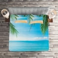 thumbnail image 2 of Ambesonne Beach Quilted Coverlet 3 Pcs, Exotic Lagoon Sand Ocean, King Size, Sand Brown Sky Blue, 2 of 2