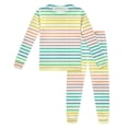 thumbnail image 3 of BOOMNY Girls 2 Peice Homewear Outfits Summer Loungewear Set for Girls Long Sleeve Striped Tops Pants Cozy Sleepwear Sets, 3 of 6